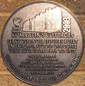 Liverpool Monuments St Martin S Cottages Plaque